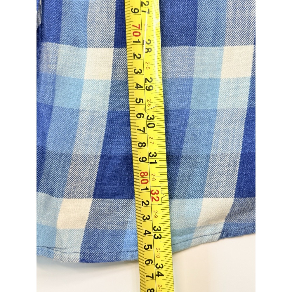Soft Surroundings Women's XL Blue Plaid Cotton Tunic Shirt Button Front Pockets - Picture 8 of 8